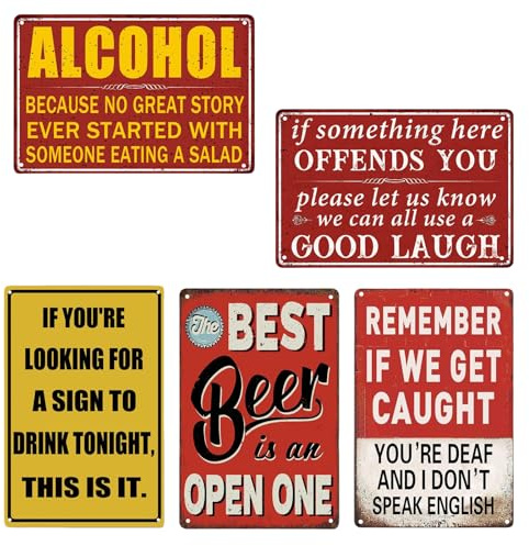 Vintage Metal Tin Bar Signs: PRITOK 5 Man Cave Accessories, Vintage Wall Plaque Poster, Funny Metal Bar Signs, Man Cave Gift, Ideas Bar Accessories for Home Ba r Kitchen Diner Ba r Pub (30 x 20 cm)