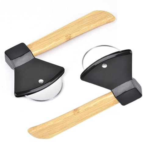 Pizza Knife, 2pcs Ax Tipo de pizza Pizza Cutter 430 Herramienta de corte de pizza de pizza de pizza de acero PP de acero para los restaurantes de la casa (Negro)