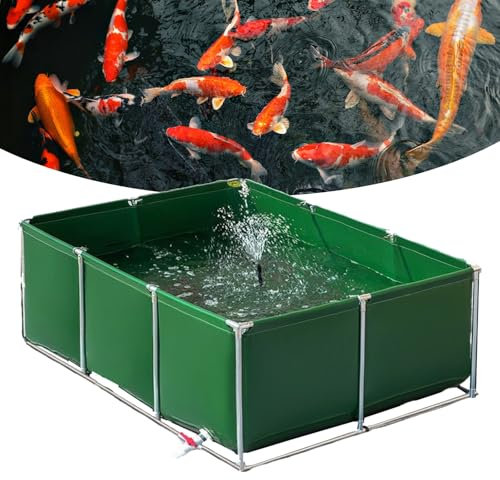 Wujgbnhg Piscine Réservoir de Stockage d'eau, réservoir de rétention temporaire pour Poissons d'eau salée, Piscine autoportée, Fish Pond, étang à Poissons en Toile avec Support (2 * 1.5 * 0.8m-Gris)
