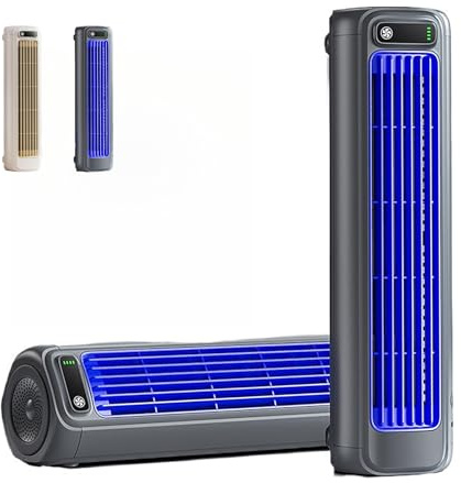 Cooling Ace, Portable Air Conditioner,3 Speeds Adjustable, Turbo Compressed Cold Air, Super Silent, Hanging and Vertical, USB Rechargeable Fan, Tower Fan for Office, Bedroom, Kitchen (Gray)
