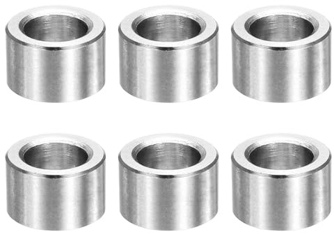QUARKZMAN Metall Abstandshalter M10 10mmID x 16mmOD x 10mmL Silber 6 Stück | Edelstahl Abstandshalter, Rund Gewindelose Standoff Buchse Glatte Oberfläche für Schrauben Bolzen