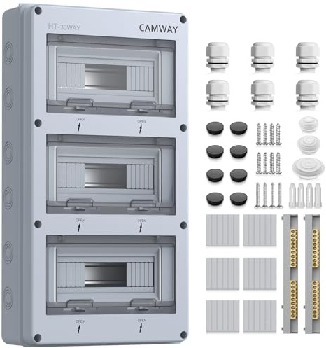 CAMWAY 36 Moduli Scatola Elettrica Esterno,Quadro Elettrico Esterno con Terminale IP65 Impermeabile per Giardino Cortile Garage