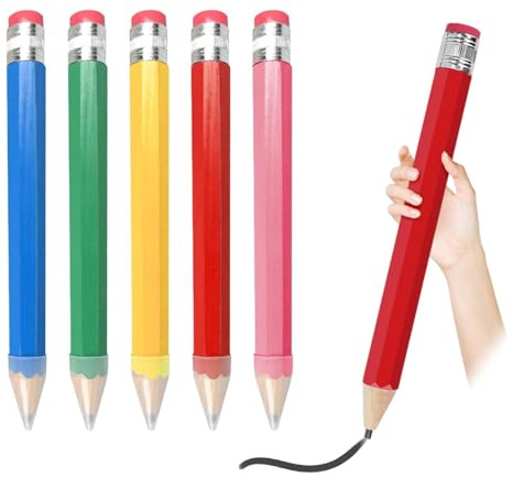yqdnboi 5 stycken jättepennor av trä 34 cm, rolig stor ny penna, överdimensionerade jumboblyertspennor, jättepennor, lämpliga för skola, hem, rekvisita, presentdekoration