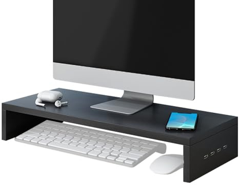 Genérico Skärmupphöjningsstativ | Ergonomiskt stativ med USB-portar | För skrivare och skärmhöjare | För skrivbord kontor arbetsrum sovrum spel