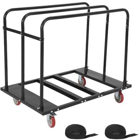 Drywall Table Dolly Cart, 1800 LBS Capacity Folding Table Cart, Heavy Duty Table Trolley with 5 Inches Swivel Wheels for Garage, Warehouse, Hotel, Factory, Party Event, Furniture
