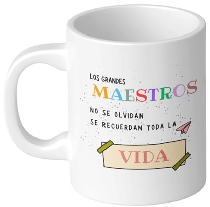LA CASA DE LAS TAZAS - Taza Maestros Cerámica, Blanca, 325 ml, Apta para Microondas y Lavavajillas, Regalo para Profesores