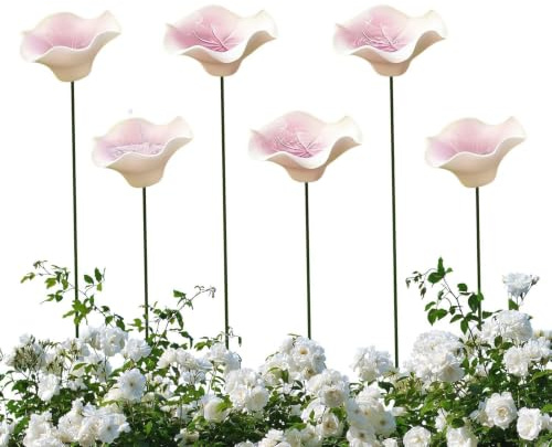 Abreuvoir à abeilles en céramique 6 pièces bain pour papillons avec fleurs | Coupelles à abeilles en céramique pour les Papillons, les Oiseaux, l'Extérieur, Jardin, Terrasse, Pelouse,