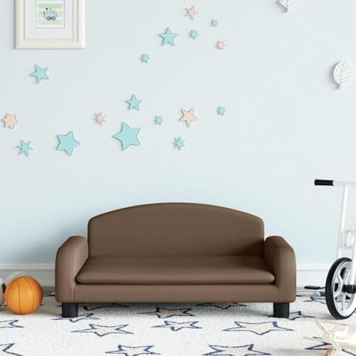 sephironlbb Barnsoffa brun 70 x 45 x 30 cm tyg med furu, massiv furu, stabil småbarnsmöbel för barnrum, mysig att sitta och leka, perfekt för spädbarn och småbarn