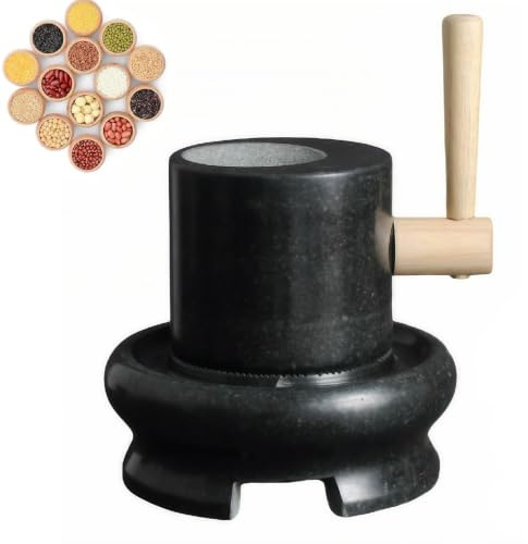 Molinillo de café manual con muelas de piedra, molino de manivela para granos y especias, tolva de gran capacidad, salida amplia, ideal para café, cereales(Black Glazed Finish)