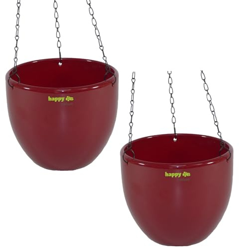 happy nature Set2 2 Keramik Hydro Blumenampel Venus 13/12 weinrot Ø 17.5 cm H 15 cm