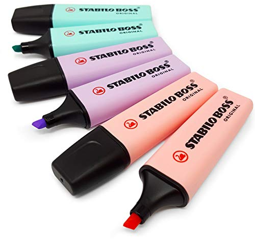 STABILO BOSS ORIGINAL Textmarker Marker – Set von 6 – Pastell Rosa, Lila und Türkis
