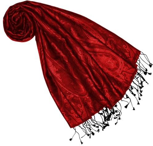 Lorenzo Cana Dam pashminahalsduk halsduk jacquardvävd 100 % siden paisleymönster röd sidenhalsduk sidenduk ton i ton 7861033, röd-svart