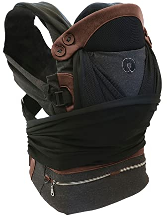 Boppy Adjust Comfyfit Portabebè 0+ Mesi da 3,5 kg a 15 kg, Semplice da Indossare e Regolabile, Portabebè Neonato Fronte Mamma Ergonomico con Supporto per Testa e Collo e Fascia Da Annodare, Nero