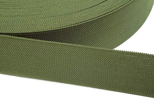 Jajasio 12 Meter Gummiband zum Nähen in 20 Farben elastische Band für Kleid Rock Hosen 17 - olivgrün 20mm