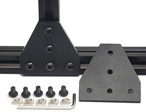 Iverntech 8 Stück T-förmige Eckhalterungs-Verbindungsplatte mit 40 Stück M5-T-Muttern + 40 Stück M5-Schrauben + 1 Stück Schraubenschlüssel für Standard-Aluminium-Extrusionsprofil mit 6 mm Schlitz 2020