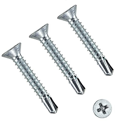 TERF® Selbstbohrende Senkkopfschrauben, 4,2 x 65 mm, selbstschneidende Kreuzschlitzschraube, für Gipskarton, Holz, Metall, Stahlblech, Dachfenster, 50 Stück