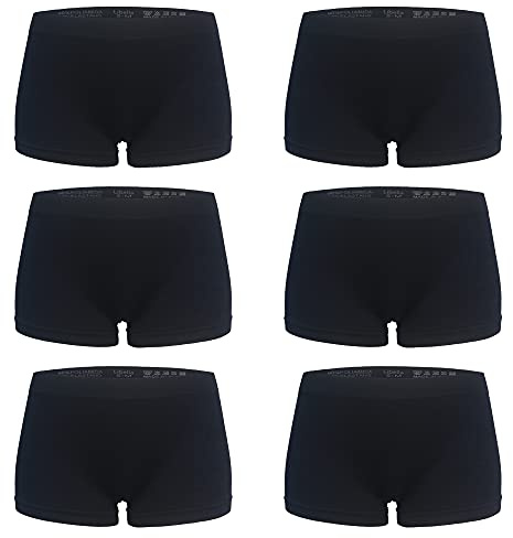 Libella Lot de 6 Culotte Shorty Femme Boxers Hipsters sans Couture en Tissu Microfibre Doux 3908 BL S/M