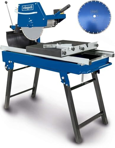 Scheppach HSM3500 Coupe-carreaux | 700mm de longueur de coupe | 110mm de hauteur de coupe | Pompe à eau & butée angulaire | Tête de scie 0°- +45° | Second disque à tronçonner diamanté inclus