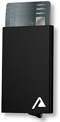 Auners - Card Holder Wallet Mens Minimalist Slim Metal RFID Blocking Contactless Card Protector Pop-Up Gift for Man Him Christmas Stocking Filler