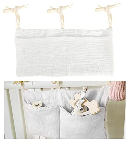 AOROPS Baby Kinderzimmer Organizer, 2-in-1-Kinderzimmer Hängender Bett Organizer Baby Windel Caddy Hängeorganizer Windeln Babybetttasche Spielzeugtasche (Weiss)