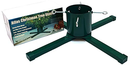 Holly International Atlas Christmas Tree Stand Green Metal Heavy Duty Stand for Trees up to 3m (10ft)