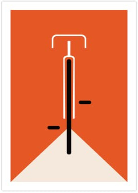 Generisch Fahrrad Bauhaus Poster | Vintage Mid-Century Stil orange A2 (59,4x42 cm)