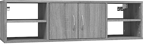vidaXL Wandregal, Hängeregal mit viel Stauraum, Regal für Schlafzimmer Wohnzimmer Büro, Hängeschrank Wandablage CD Regal Bücherregal, Grau Sonoma Holzwerkstoff