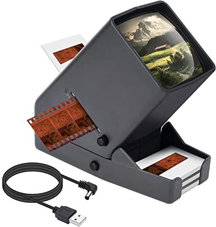 MAFUEAY 35mm Slide and Film Viewer, Negative Viewer, Desk Top LED Lighted Illuminated Viewing, 3X Magnification, USB Powered