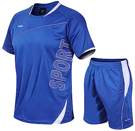 Gavena Kids Sport Shorts Sets Boys Football Training Suit Shorts and T-shirt Set School PE Tracksuit Mesh Sport Uniform Jersey Kit (Navy,8~9 Years)