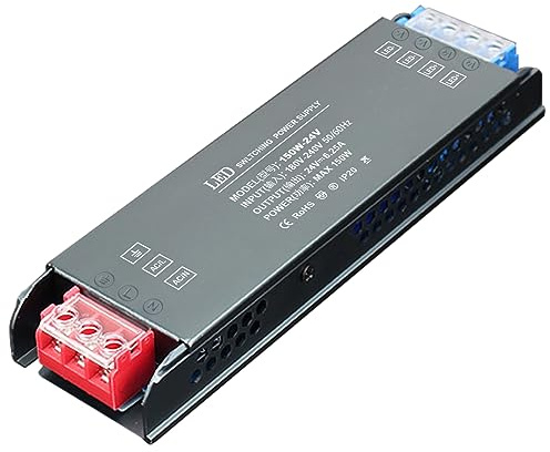 Transformador 240V a 24V, SOARFLY 150W 6.25A LED Driver, Fuente Alimentacion 24V Constante, Transformador LED, Ultra Fino Adaptador de luz LED Compacto de Alimentación para Tiras LED