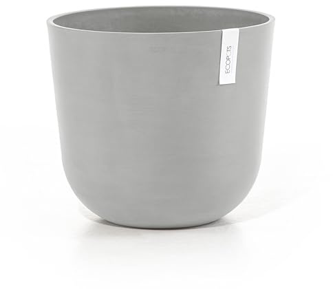 Ecopots Blumentopf Oslo Hell Grau - mit Wasserversorgung - Durchmesser Ø 35 cm rund groß - Pflanzentopf aus Recycling Kunststoff - Übertopf modern für Indoor und Outdoor