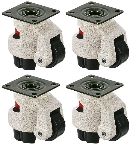 PATIKIL Leveling Machine Casters, 4 Pack Retractable Leveling Feet Caster Total Load Capacity 440 Lbs for Equipment Plate Casters with Ratchet Handle for Workbench (40F)