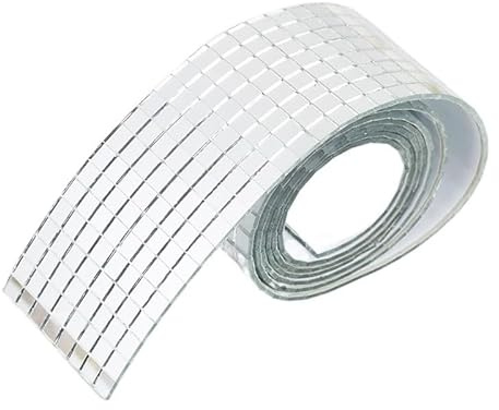 Mosaikfliesen 10 x 10 mm Raster, 1 Meter, Selbstklebende quadratische Glasmosaikfliesen, Splitterspiegel, Mosaikblätter for DIY-Handwerk, Wandaufkleber Glasfliesen (Color : Sliver-5x5grid, Size : 4c