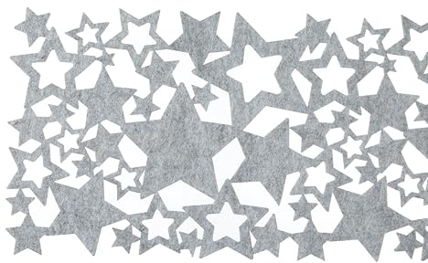 MC-Trend Filz Tischläufer „Sternennacht“ 140 x 24 cm aus 3 mm starkem Filz Tischdecke Tischdeko Unterlage Tischband Platzdeckchen für Weihnachten (grau)