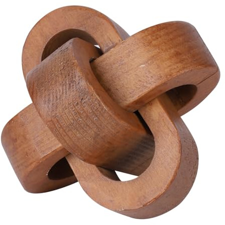 Ochine Wood Knot Chain Link Decor, Wood Knot Decor 3 Link Boho Wooden Hand Carved Decorative Wooden Links Knots Wood Chain Link Decor for Coffee Table Entryway Modern Farmhouse Shelf Decoration