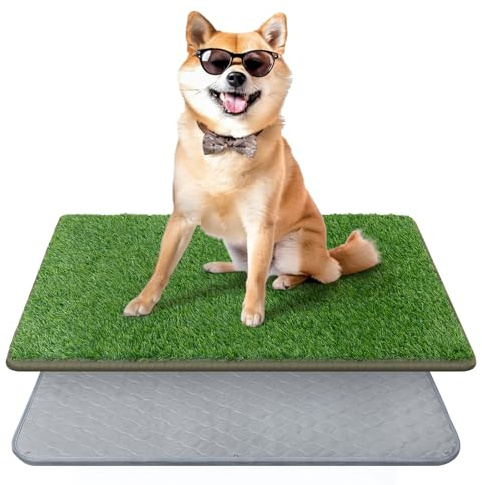 PICK FOR LIFE Tappetino per erba per cani con tappetino per pipì, erba artificiale per interni, per cani, cani, lavabile, riutilizzabile, a prova di perdite, su patio, balcone, appartamento (61 x 99