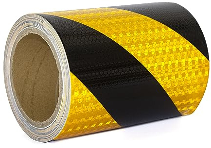 XFXIA Reflektierendes Klebeband Gelb & Schwarz, 20m x 15cm, wasserdicht, reflektierendes Klebeband, selbstklebendes Warnband für Fahrzeuge, Autos, Anhänger, Outdoor