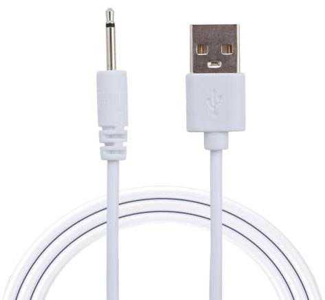 Qkhcable Charging Cables, Fast-Charging Replacement Wand Charger, Portable USB to 2.5mm DC Charger, Suitable for Wireless Bluetooth Vibrator, Wand Vibrator, Long-term Use (White-0.8m)