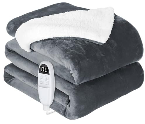 anysun Heizdecke, Wärmedecke 200x180 cm, Wärme-heizdecke mit Abschaltautomatik, 6 Heizstufen, 10-Stunden-Timer, Wärmedecke Elektrisch mit Überhitzungsschutz für Bett, Sofa, Maschinenwaschbar