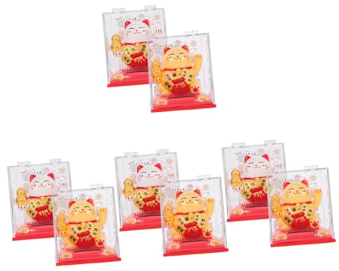 Amosfun 8 STK Glückliche Katze Auto Glückskatze Glücksgeschenke Glückskatzenstatue Reichtum Handwerksornament Winkende Katze Tiere Katze Glück Winkende Katze Pp