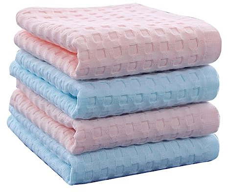 Beatifufu 4stücke Teiliges Baumwolle Weiche Saugfähige Gesichts Und Reinigungstücher Blau Für Tägliche Hautpflege Badezimmerzubehör