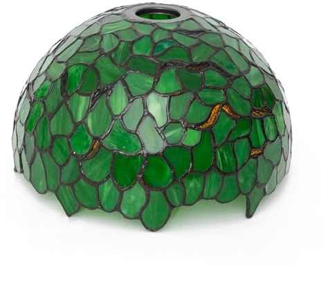 ZXMJYHK Lampenschirm im Tiffany-Stil, 30,5 cm, grüne Blätter, Buntglas-Lampenschirm, Vintage-Kunst-Dekor, große Öffnung, Ersatz-Lampenschirme for Schlafzimmer, Wohnzimmer, Restaurant
