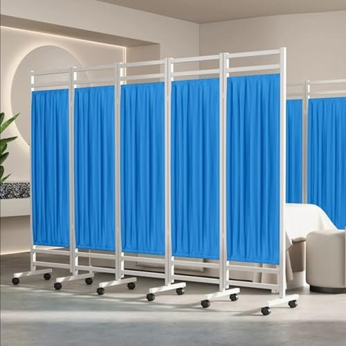 CHZDPP Rolling Medical Privacy Screen on Wheels, Foldable 3 4 5 Panel Room Divider, Movable Hospital Screens for Postpartum Centers/Tattoo Shop/Clinics(5 Panel)