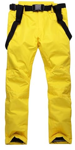 FGAQLUK Skihosen for Herren Und Damen, Hosenträger Und Schneehosen Im Paarstil, Wasser- Und Winddichte Skihosen Aus Furnier Und Doppelbrett, Warme Wintersportbekleidung(Gelb,M)