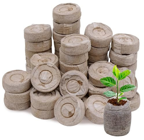 50 Compress di Cocco con Sostanze Nutritive, Fibra di Cocco Seed Compost Pellet per Piante, Aiuto alla Coltivazione Terriccio per la Crescita di Semi e Piantine - Compost Senza Torba