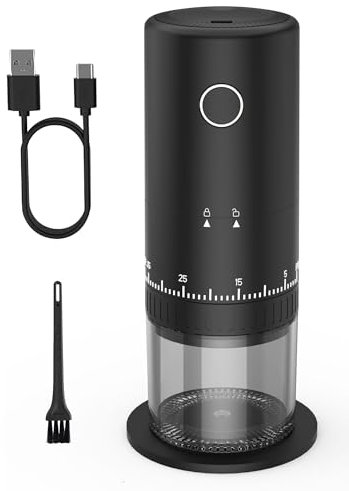 Molinillo de café portátil alimentado por batería con 38 ajustes ajustables, molinillo de granos de café recargable, molinillo de café inalámbrico silencioso para viajes, camping, espresso, vertido
