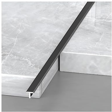 Aluminium Bandes De Transition En Forme De T Pour Sol, Finition De Joint Pour Plancher En Bois(Size:20mm/0.78in,Color:Noir)