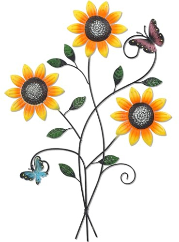 DETENE Metall Blumen Wanddeko Wanddeko aus Metall mit Schmetterlingen