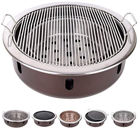 WEITINGKKK Barbacoa portátil, Barbacoa coreana de carbón de leña 5 en 1, tipo split, interior y exterior, 4 a 8 personas, Multicolor(B)