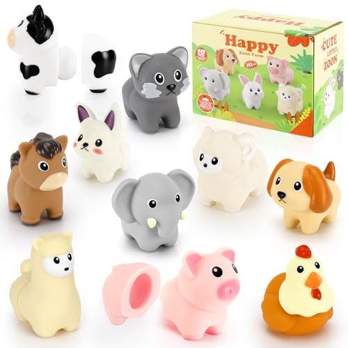 Staranry Giochi Montessori 2 3 4 5 Anni, Animali da Fattoria, Ordinamento e Impilamento, Montessori con Corrispondenza dei Colori Impilabili, Giocattoli Educativi Regalo per Bambini